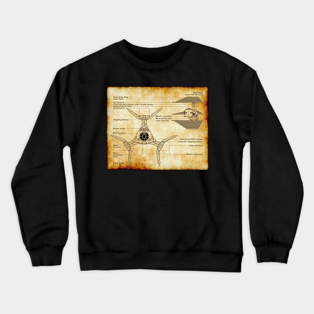 Imperial Defender Parchment Blueprint Crewneck Sweatshirt by Starbase79